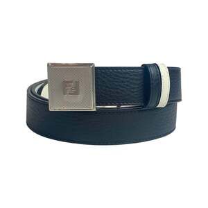 Fendi Mens Black White Reversible Grained Leather Belt